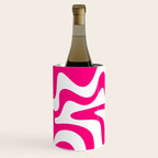 Retro Liquid Swirl Abstract Pattern in Bright Hot Pink Wine Chiller Gallery Image 3