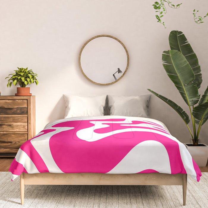 Retro Liquid Swirl Abstract Pattern in Bright Hot Pink Comforter Gallery Image 3