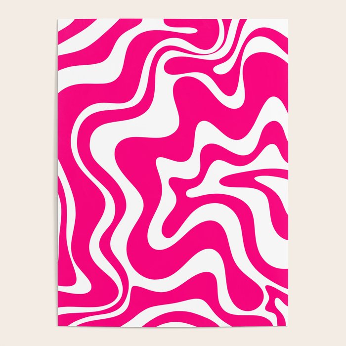 Retro Liquid Swirl Abstract Pattern in Bright Hot Pink Poster Gallery Image 4