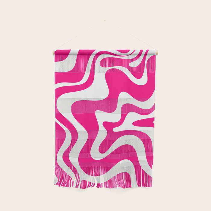 Retro Liquid Swirl Abstract Pattern in Bright Hot Pink Wall Hanging Gallery Image 1