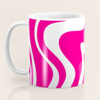 Retro Liquid Swirl Abstract Pattern in Bright Hot Pink Coffee Mug Gallery Image 3