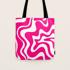 Retro Liquid Swirl Abstract Pattern in Bright Hot Pink Tote Bag Gallery Image 1