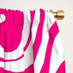 Retro Liquid Swirl Abstract Pattern in Bright Hot Pink Window Curtain Gallery Image 2
