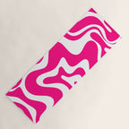 Retro Liquid Swirl Abstract Pattern in Bright Hot Pink Yoga Mat Gallery Image 1