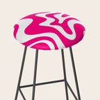 Retro Liquid Swirl Abstract Pattern in Bright Hot Pink Stool Gallery Image 2