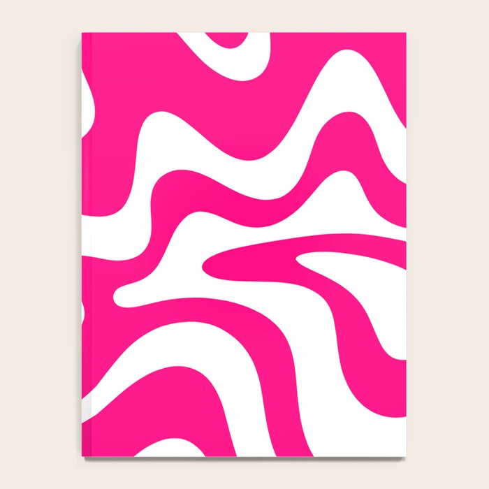 Retro Liquid Swirl Abstract Pattern in Bright Hot Pink Notebook Gallery Image 4