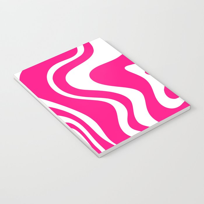 Retro Liquid Swirl Abstract Pattern in Bright Hot Pink Notebook Gallery Image 3
