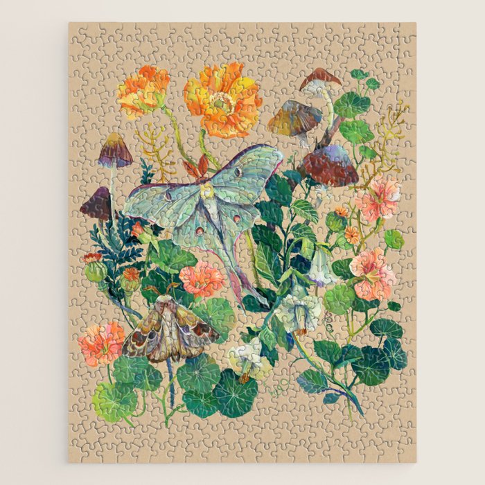 Floral Luna Moth Jigsaw Puzzle Gallery Image 1
