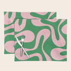 Soft Curves Retro Modern Abstract Pattern in Green and Light Pink Placemat Gallery Image 1
