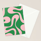Soft Curves Retro Modern Abstract Pattern in Green and Light Pink Stationery Card Gallery Image 2