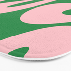 Soft Curves Retro Modern Abstract Pattern in Green and Light Pink Bath Mat Gallery Image 3
