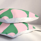 Soft Curves Retro Modern Abstract Pattern in Green and Light Pink Pillow Sham Gallery Image 3