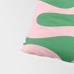 Soft Curves Retro Modern Abstract Pattern in Green and Light Pink Pillow Sham Gallery Image 4