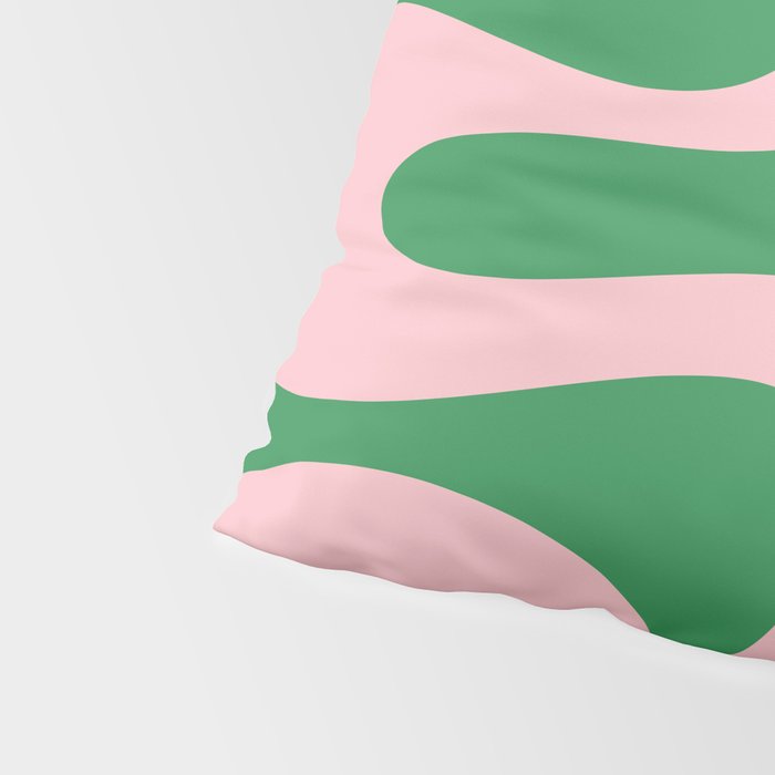 Soft Curves Retro Modern Abstract Pattern in Green and Light Pink Pillow Sham Gallery Image 4