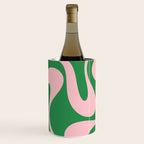 Soft Curves Retro Modern Abstract Pattern in Green and Light Pink Wine Chiller Gallery Image 3