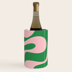 Soft Curves Retro Modern Abstract Pattern in Green and Light Pink Wine Chiller Gallery Image 2