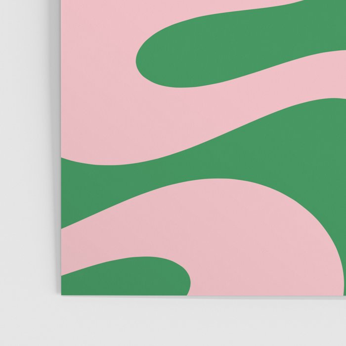 Soft Curves Retro Modern Abstract Pattern in Green and Light Pink Poster Gallery Image 3
