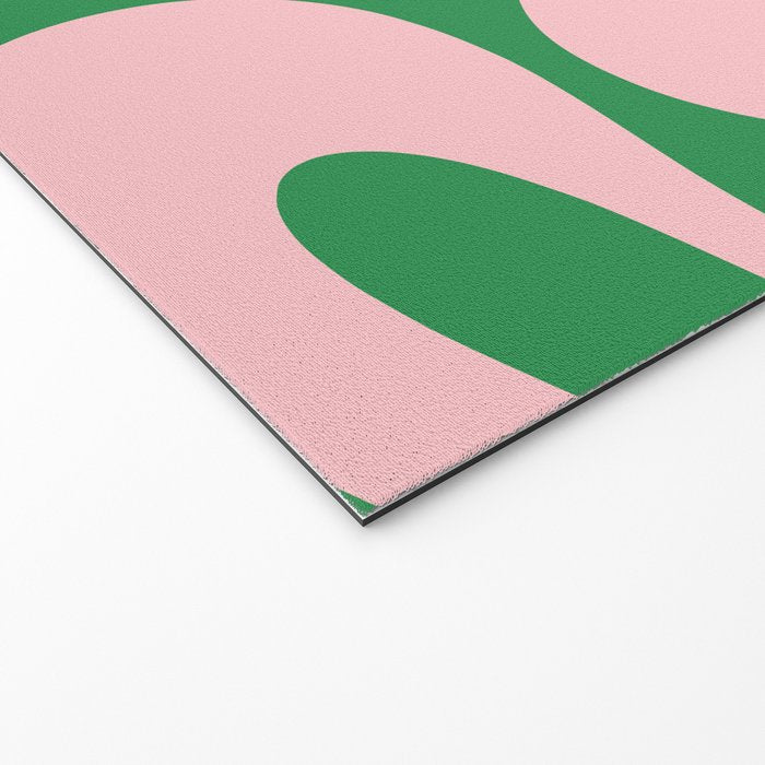 Soft Curves Retro Modern Abstract Pattern in Green and Light Pink Welcome Mat Gallery Image 2