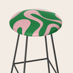 Soft Curves Retro Modern Abstract Pattern in Green and Light Pink Stool Gallery Image 2