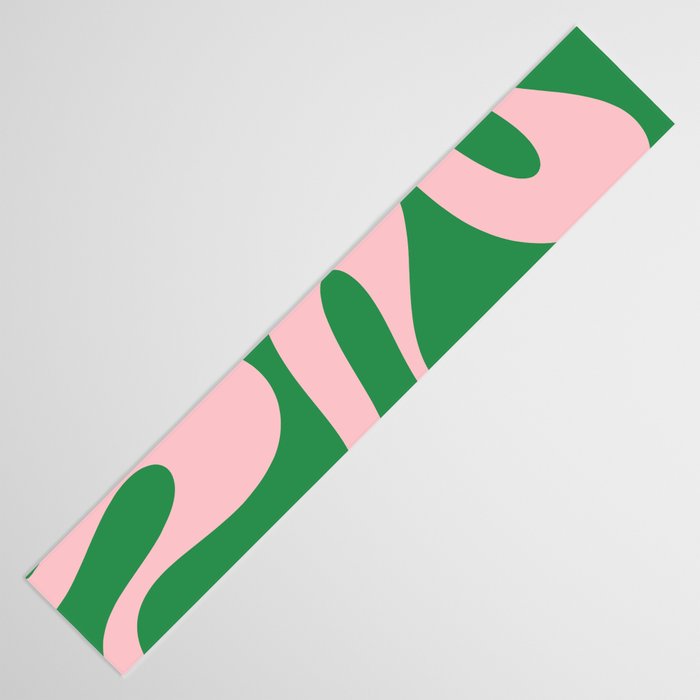 Soft Curves Retro Modern Abstract Pattern in Green and Light Pink Table Runner Gallery Image 3