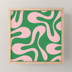 Soft Curves Retro Modern Abstract Pattern in Green and Light Pink Mini Art Print Gallery Image 1