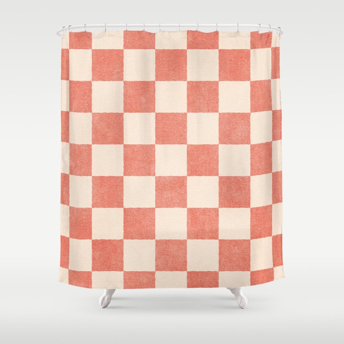 CHECKER - 001 - Guava Shower Curtain Gallery Image 1