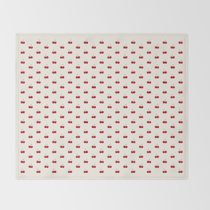 Y2K Cherries - Creme Pattern Miniature Throw Blanket Gallery Image 2