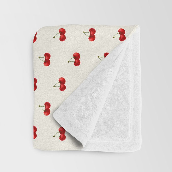 Y2K Cherries - Creme Pattern Miniature Throw Blanket Gallery Image 3