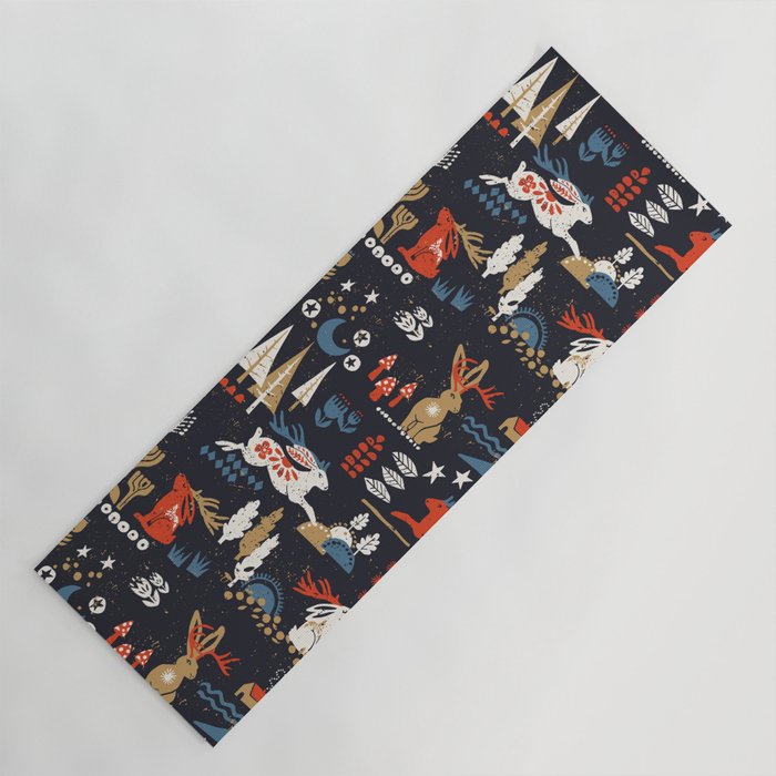 Happy nordic Wolpertinger dark Yoga Mat Gallery Image 1