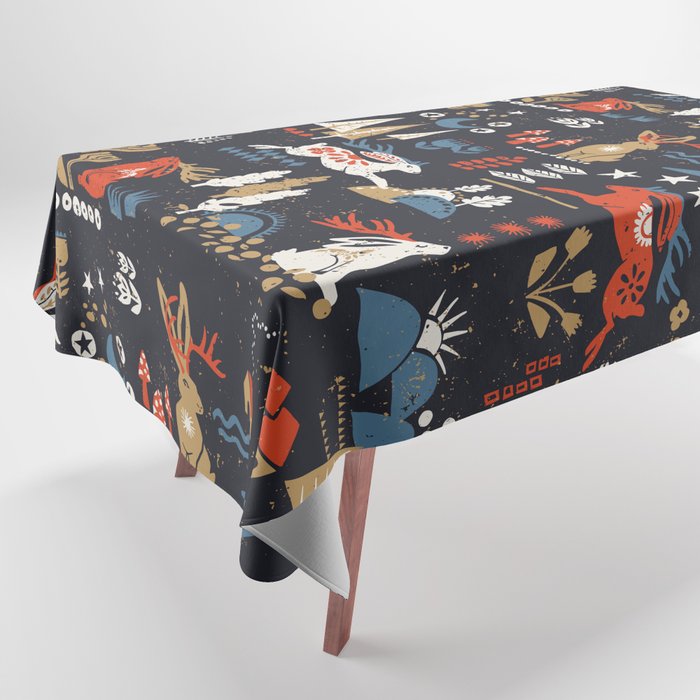 Happy nordic Wolpertinger dark Tablecloth Gallery Image 1