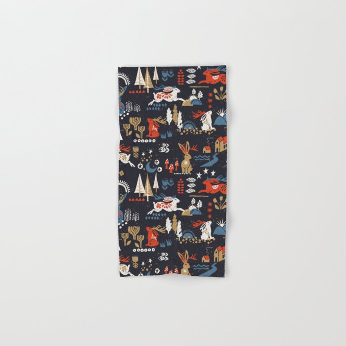 Happy nordic Wolpertinger dark Bath Towel Gallery Image 1