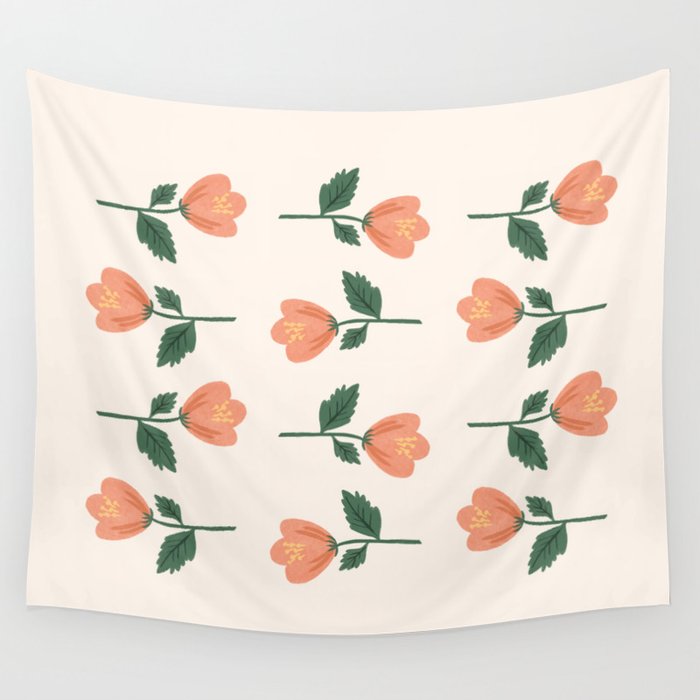 Pink Peony Pattern Wall Tapestry Gallery Image 4