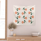Pink Peony Pattern Wall Tapestry Gallery Image 2