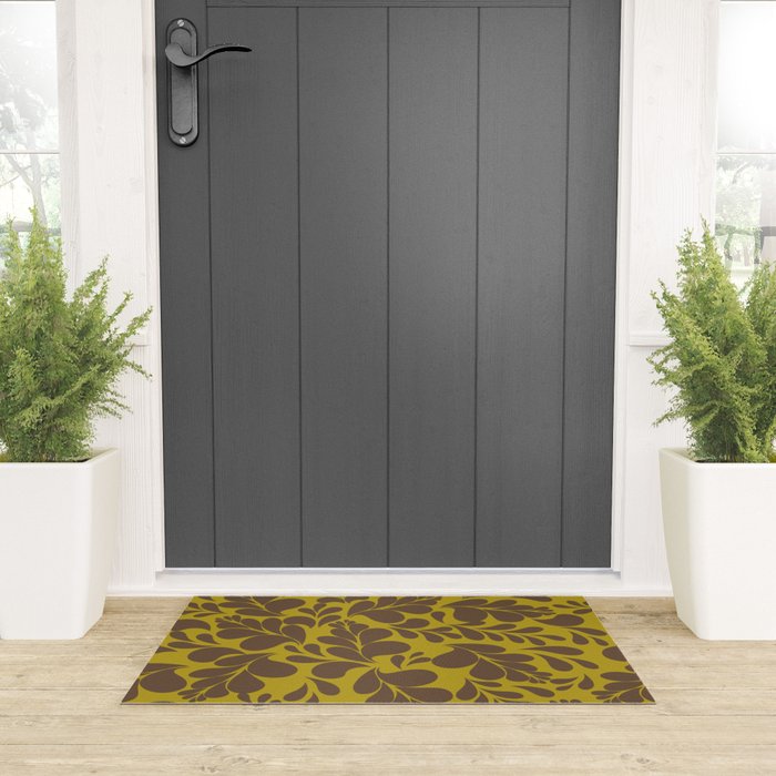 Vintage Floral Splash Pattern Welcome Mat Gallery Image 3
