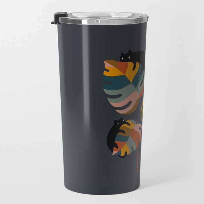 Cat and Plant 11 (Black Cats) Travel Mug Gallery Image 3