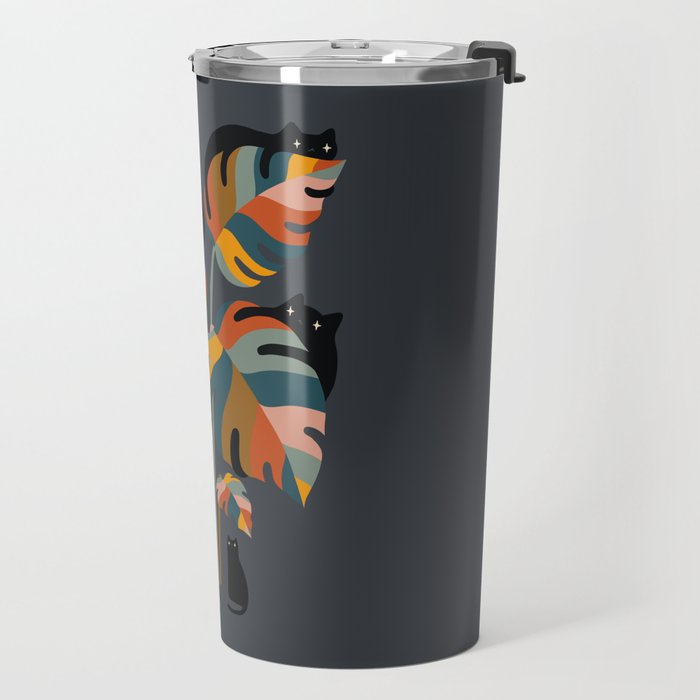 Cat and Plant 11 (Black Cats) Travel Mug Gallery Image 2