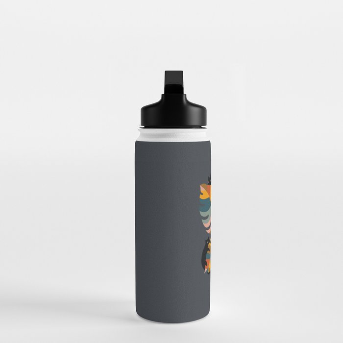 Cat and Plant 11 (Black Cats) Water Bottle Gallery Image 3