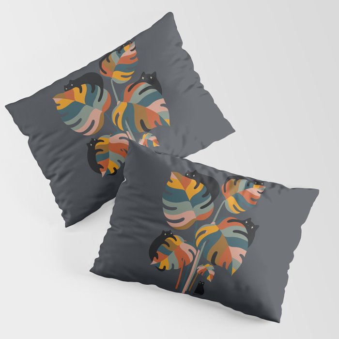 Cat and Plant 11 (Black Cats) Pillow Sham Gallery Image 3