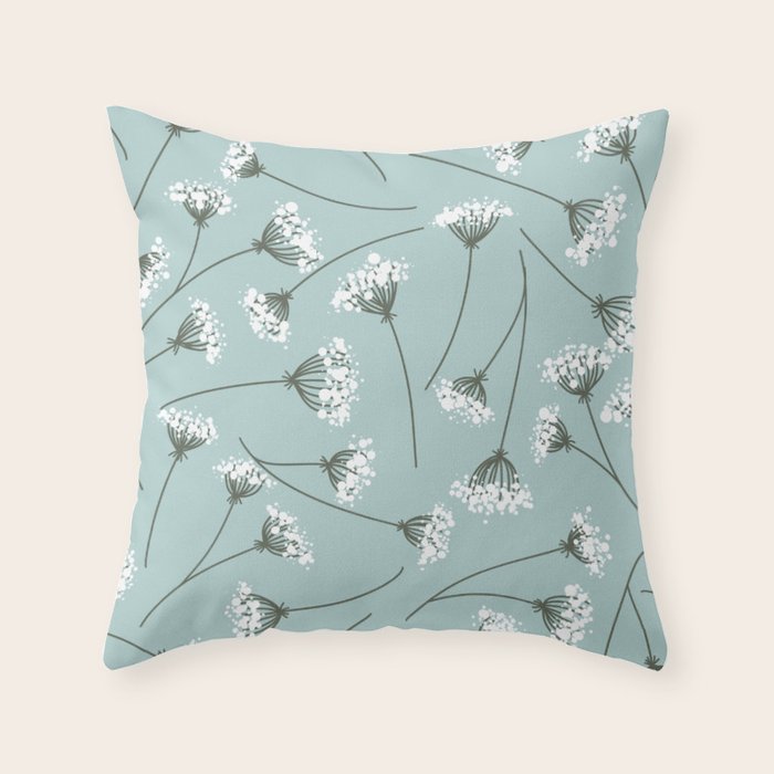 Queen Anne's Lace Floral Pattern Throw Pillow Gallery Image 1