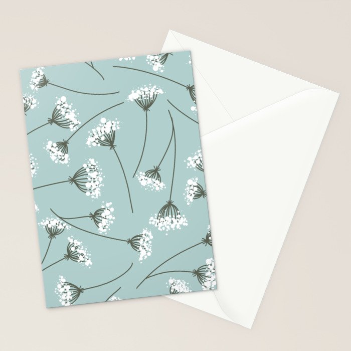 Queen Anne's Lace Floral Pattern Stationery Card Gallery Image 2