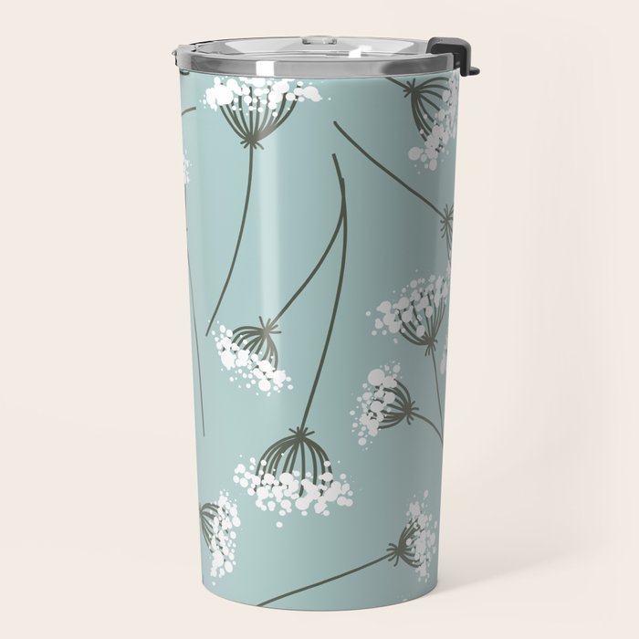 Queen Anne's Lace Floral Pattern Travel Mug Gallery Image 2