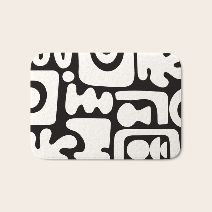 Abstract Black&White Cutouts Bath Mat Gallery Image 1