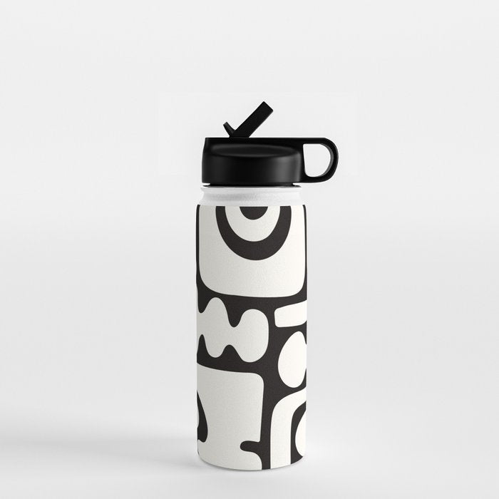 Abstract Black&White Cutouts Water Bottle Gallery Image 1