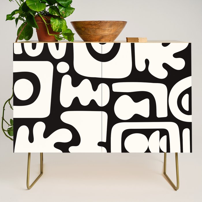 Abstract Black&White Cutouts Credenza Gallery Image 1