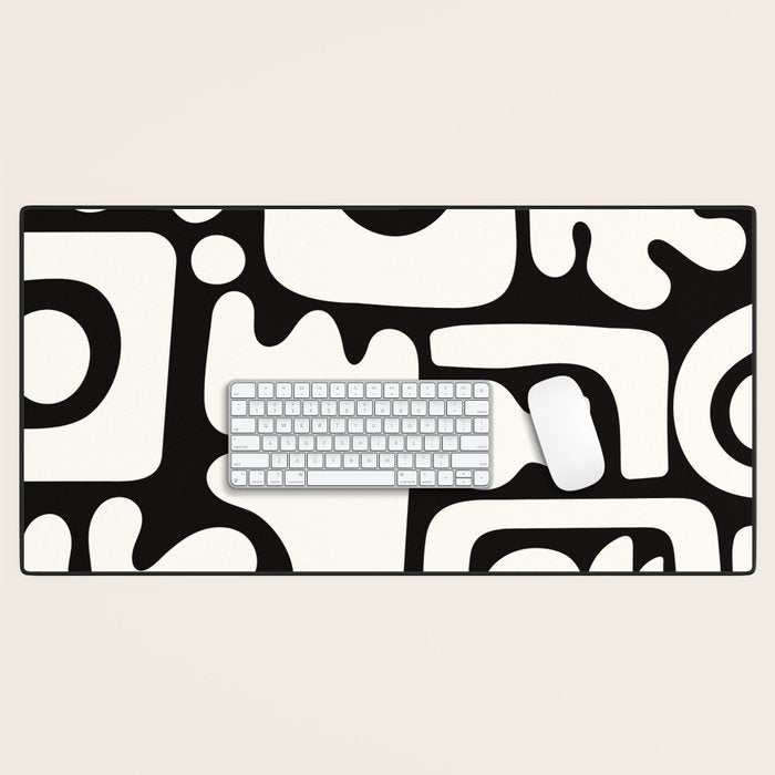 Abstract Black&White Cutouts Desk Mat Gallery Image 1