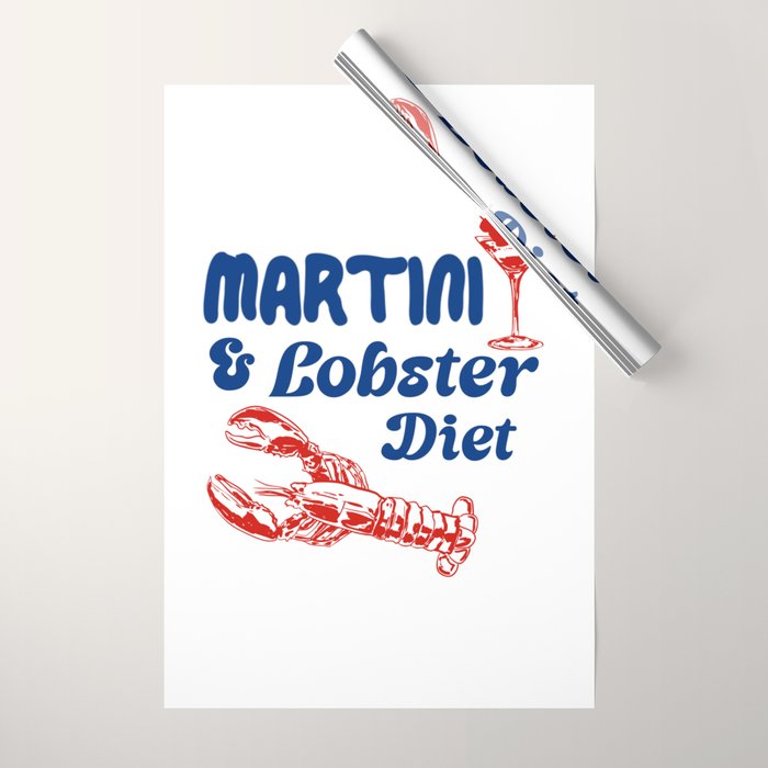 Martini and Lobster Diet Wrapping Paper Gallery Image 1