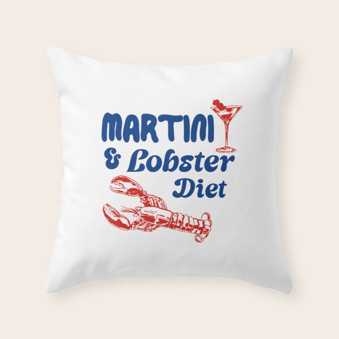 Martini and Lobster Diet Throw Pillow Gallery Image 1