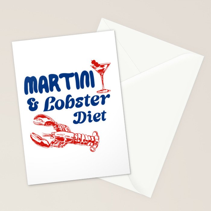 Martini and Lobster Diet Stationery Card Gallery Image 2
