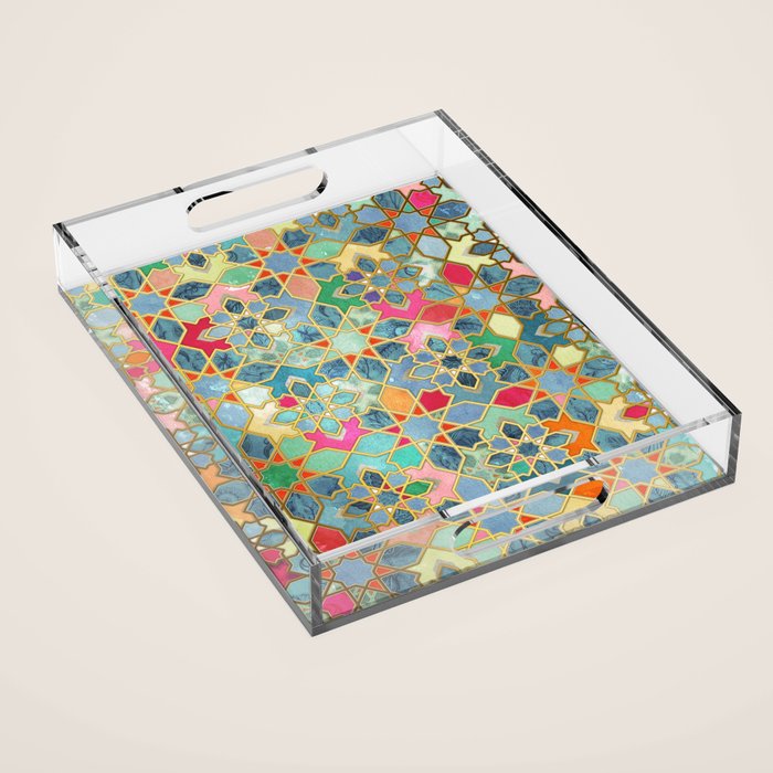 Gilt & Glory - Colorful Moroccan Mosaic Acrylic Tray Gallery Image 1
