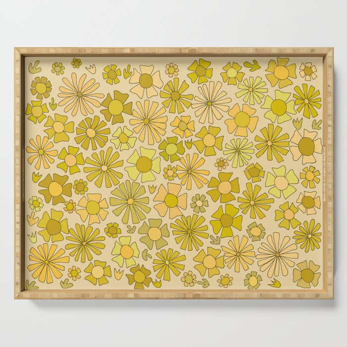 flower power // retro flower pattern by surfy birdy Serving Tray Gallery Image 1